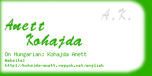 anett kohajda business card